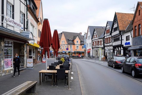 Rheinbach, North Rhine-Westphalia, Germany - Main street in times of the Corona pandemic, Rheinbach