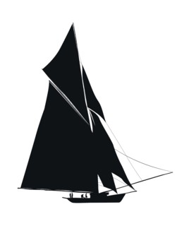 Sailing ship silhouette against white background, vector illustration