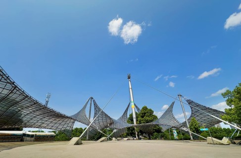 Roof construction, Olympic Park, Munich, Bavaria, Germany