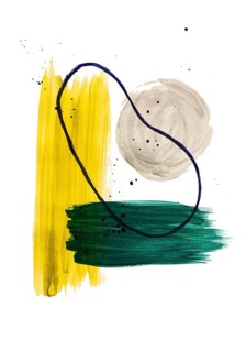 Abstract background, paint strokes, gray, yellow, dark green, overlapping, drawing, watercolor