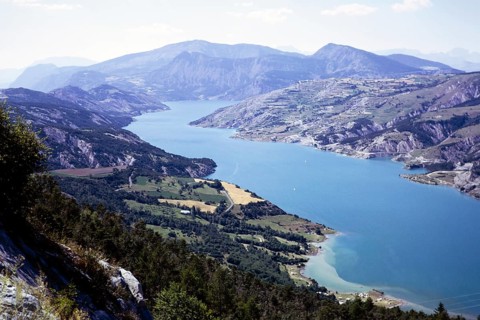 Lake Lac de Serre Ponçon, Alpes de Haute Provence, France 1974