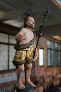 Figure of a saint on the pulpit altar, Cathedral of the Rhön, Protestant church, Helmershausen,