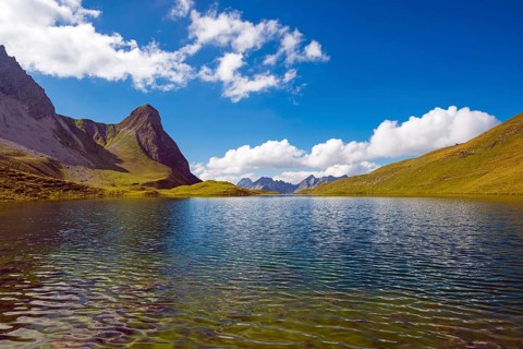 Rappensee, behind it Kleiner Rappenkopf, 2276m, Allgäu Alps, Allgäu, Bavaria, Germany