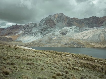 Landscape in the Andean highlands near Laguna Huacracocha, Ticlio, Peru