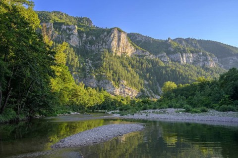 Evening atmosphere at the Tarn River, Gorges du Tarn Causses, Département Lozère, France