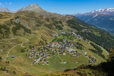 View from the Riederhorn to the Riederalp, mountain village, car-free, tourism, Valais, Switzerland