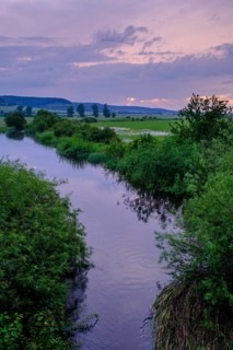 Sunset at the Altmühl, Bubenheim, Altmühltal, Middle Franconia, Franconia, Bavaria, Germany
