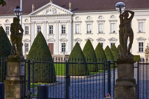 Entrance gate to Bellevue Palace in Berlin, capital city, independent city, federal state of