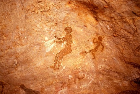 Famous prehistoric rock carvings of Tassili N'Ajjer, Algeria, North Africa 1973 Tassili N'Ajjer