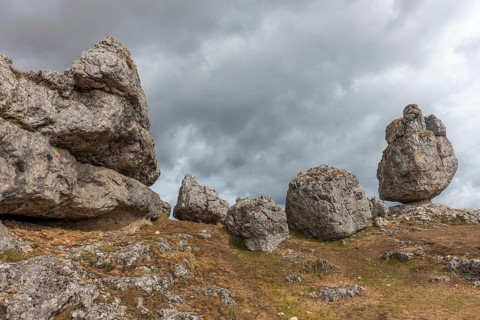 Strangely shaped rocks in the chaos of Nimes le Vieux in the Cevennes National Park. Unesco World