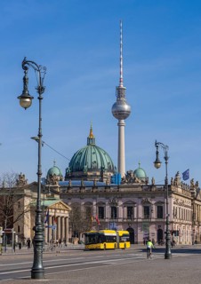 Unter den Linden, view of the Deutsches Museum and the Fernsheturm, Berlin, Germany