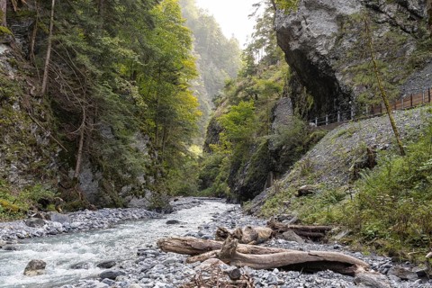 The narrow Tamina Gorge between Bad Pfäfers and Bad Ragaz, St. Gallen, Switzerland