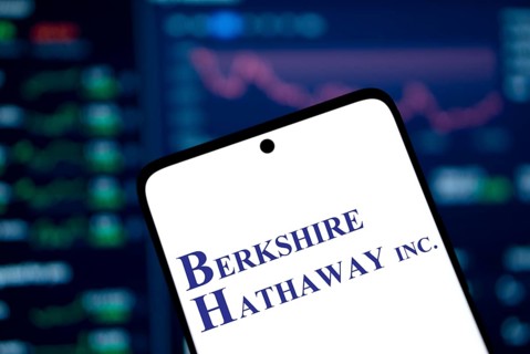 Berkshire Hathaway inc logo is displayed on smartphone. Berkshire Hathaway Inc is an American