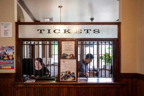 Chattanooga, Tennessee - The ticket booth at the Tennessee Valley Railroad, a heritage railroad