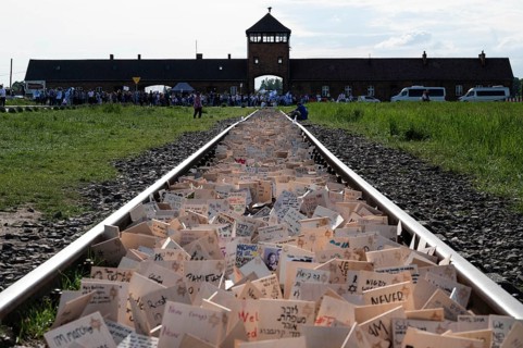 OSWIECIM, POLAND - MAY 6, 2024: March of the Living on the site of the former Auschwitz Birkenau