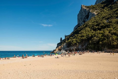 Cliffs and beach, Cala Sisine, Gulf of Orosei National Park, Parco Nazionale del Gennargentu e del