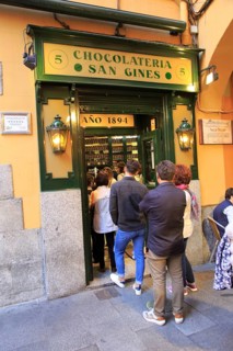 Chocolateria San Gines famous chocolate drink and churros cafe, Madrid city centre, Spain opened