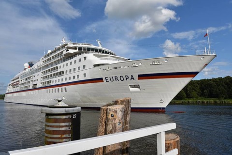 MS EUROPA, cruise ship EUROPA sailing in the Kiel Canal, NOK, Kiel Canal, Kielkanal,