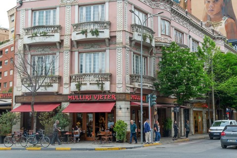 Branch of Mulliri Vjeter coffee house cafe in city centre, Rruga e Barrikadave, Tirana, Albania