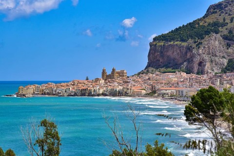 View of the town of Cefalu, Sicily, Italy