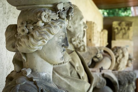 Caryatid in the shape of a herm, sandstone, Municipal Lapidarium, City of Stuttgart,