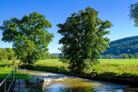 On the Franconian Saale, Steinhof, Lower Salt Works, Bad Kissingen, Rhön, Lower Franconia,
