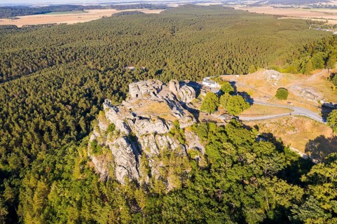 Aerial view of Regenstein Castle and Fortress, Blankenburg, Harz, Saxony-Anhalt, Germany