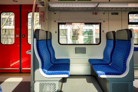 Interior, S-Bahn, empty, seats, four-seater, window, door, Bad Cannstatt, Stuttgart,