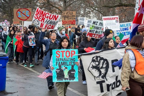Detroit, Michigan USA - 4 March 2025 - A rally in the Mexican-American community in southwest