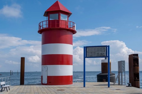 New lighthouse, harbour pier, Wyk auf Föhr, Föhr, North Frisia, Schleswig-Holstein, Germany