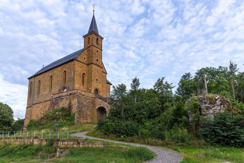 Gügelkirche St. Pankratius on the Gügel near Scheßlitz, Upper Franconia, Bavaria, Germany