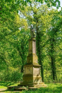 Victoria Monument, angel statue perforated by bullets during the Second World War in the park of