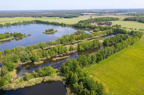 Aerial view of the Döbra ponds with Döbraer Neuteich, Vitzthumteich, Stockteich and Großer Teich