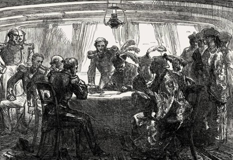 Signing of Treaty of Nanking on board HMS Cornwallis, First Opium War, 1842