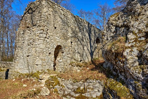 The Hohenmelchingen castle ruin on the Zollernalb near Melchingen, Burladingen, Swabian Alb,