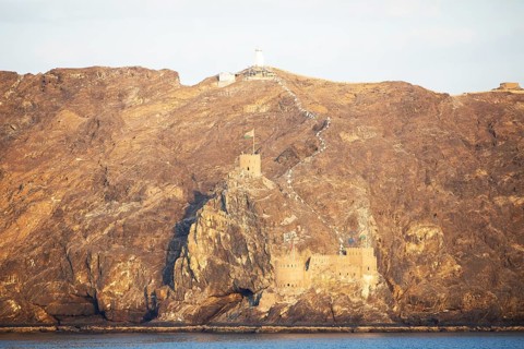 Boat trip along the al Khayran coast, Fort Al Jalali, Muscat, Oman