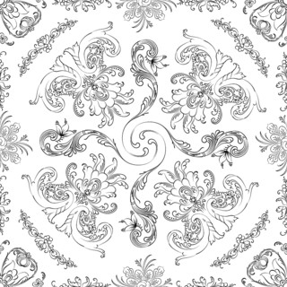 Hand drawn seamless floral pattern on a white background, vector textile template