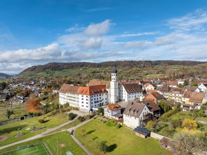 Aerial view of the former Augustinian canons' monastery and collegiate church in the Höri community
