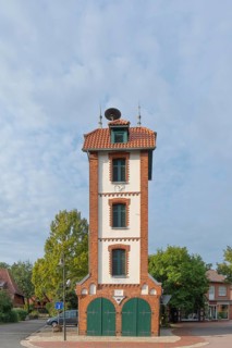 View of a fire station, Bücken, Hoya, Nienburg, Lower Saxony, Germany
