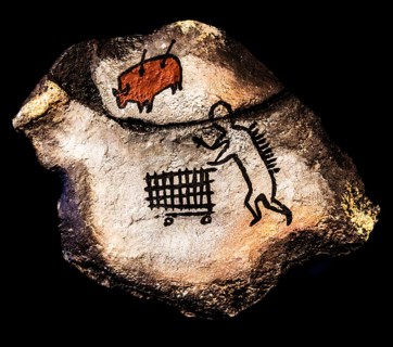 Banksy - Wall Art - East London, ironic quote on the cave paintings of Lascaux, where people