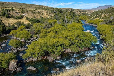 The Chimehuin River, outflow of Lake Huechulafquen, Patagonia, Neuquen, Argentina