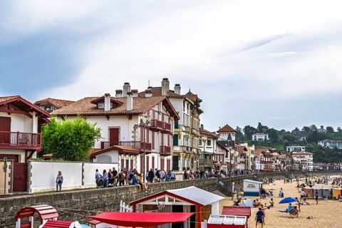 Beach and seaside in Saint-Jean-de-Luz, Nouvelle-Aquitaine, Pyrenees-Atlantiques, France