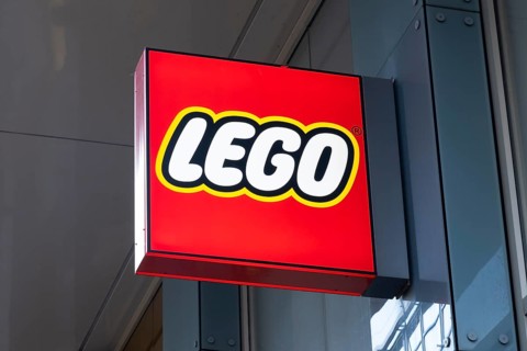 Lego, facade with sign and logo, Essen, Ruhr area, North Rhine-Westphalia, Germany