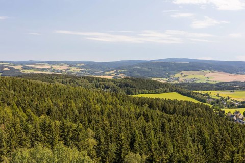 View from the King Albert Tower on the Spiegelwald, Erzgebirge, Saxony, Germany
