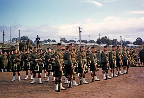 Army cadets at a military training camp, Seymour Camp, Victoria, Australia 1956 Boys wearing