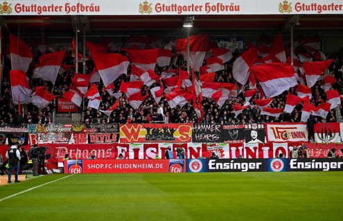 Fan block, fans, fan curve, flags, flags, atmosphere, atmospheric 1. FC Union Berlin FCU,