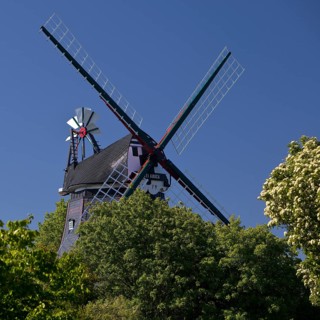 Wyker Mühle Venti Amica, friend of the wind, traditional windmill in the park at the mill, Wyk auf