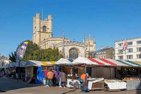 Great St Mary's, weekly market market, market place, Cambridge, England, Great Britain