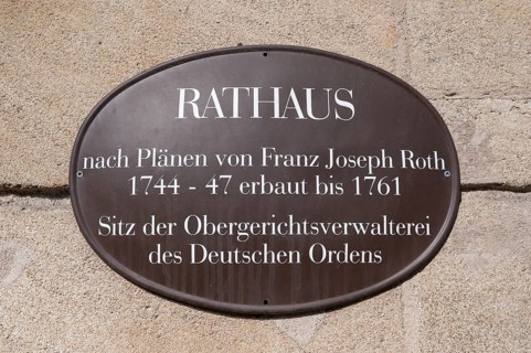 Information board on the late baroque town hall, Ellingen, Middle Franconia, Bavaria, Germany