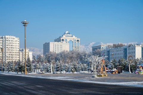 Winter park in Dushanbe, Tajikistan, Central Asia